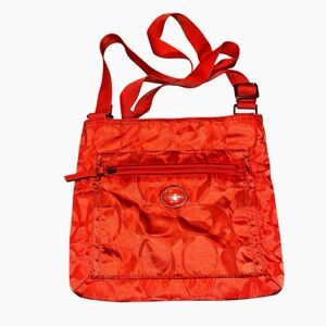 Coach Orange Signature Logo Nylon Getaway Crossbody Bag Purse vintage retro y2k